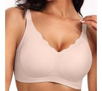 Bpoeee Seamless Scalloped Push-Up Bra, Wireless Pushup Bra for Women, Jelly Wireless Push Up Bras (Skin Color,L)