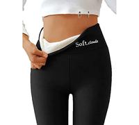 Bpoeee Soft Clouds Fleece Leggings for Women Winter, Casual Warm Winter Solid Pants, Winter Pants for Women (Black,M)