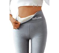 Bpoeee Soft Clouds Fleece Leggings for Women Winter, Casual Warm Winter Solid Pants, Winter Pants for Women (Grey,L)