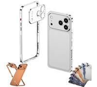 Bpoeee Ultra-Thin Metal Frame Heat Dissipation Case for iPhone 17/16/15/14/13 Series, Slim Design with Camera Lens Protector (Silver,15)