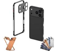 Bpoeee Ultra-Thin Metal Frame Heat Dissipation Case for iPhone 17/16/15/14/13 Series, Slim Design with Camera Lens Protector (Black,16Pro)