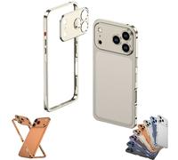 Bpoeee Ultra-Thin Metal Frame Heat Dissipation Case for iPhone 17/16/15/14/13 Series, Slim Design with Camera Lens Protector (Titanium,14)