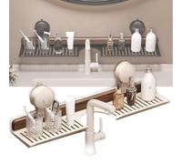 Bpoeee Walnut Bathroom, Wall Mounted Sink Shelf over Faucet, Kitchen Suction Cup Shelves, Organizer Rack for Bathroom, No Drill & RemovableFaucet Organizer Shelf (White,80cm)