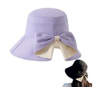 Bpoeee Women's Bowknot Wide Brim Sun Protective Hat, Foldable Packable Beach Hat for Travel, Gardening & Summer Outdoor (Purple,Taglia Unica)
