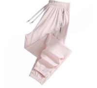 Bpoeee Women's Ultra Stretch Ice Silk Comfort Casual Pants, Lightweight Quick Dry Comfortable Pull On Travel Hiking Active Trousers (Light Pink (Cuffed),4XL)