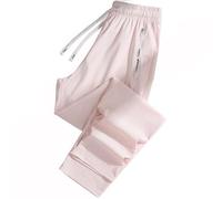 Bpoeee Women's Ultra Stretch Ice Silk Comfort Casual Pants, Lightweight Quick Dry Comfortable Pull On Travel Hiking Active Trousers (Pink (Straight-Leg),M)