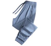 Bpoeee Women's Ultra Stretch Ice Silk Comfort Casual Pants, Lightweight Quick Dry Comfortable Pull On Travel Hiking Active Trousers (Blue (Cuffed),4XL)