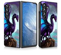 BPQOJB Custodia protettiva per Samsung Galaxy Z Fold 5 con motivo drago viola stampato sottile rigido PC antiurto custodia protettiva per Samsung Galaxy Z Fold 5 7,6 pollici 2023