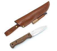 BPS Knives B1 CSHF con Fodero in Pelle e Acciarino Coltello da Bushcraft a Lama Fissa - Coltelli da Campeggio - Coltello da Esterno in Acciaio al Carbonio