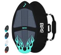 BPS Skimboard "Flames" (101,2 cm, nero/ciano) con custodia in RPET