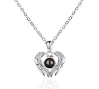 BPTRKOM 1 collana con ciondolo personalizzato - Immagine personalizzata sul gioiello - Regalo ricordo senza tempo per la festa della mamma, compleanni e anniversari (100 lingue)