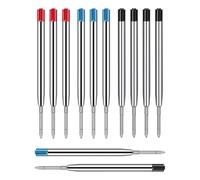 BPTRKOM 10Pezzi Refill Penna A Sfera- Ricariche Sostituibili in Metallo,Ricariche in Metallo per Formato,Ricarica Universale,Scrittura Liscia,per Lavoro Quotidiano(Rosso+Blu+Nero)