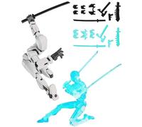 BPTRKOM 2 set T13 Action Figure Set Completo - Robot Giocattolo Multi-Giunto Stampato 3D- Decorazione da Scrivania per Collezionisti (Nero/Bianco)