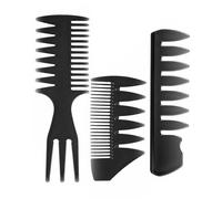 BPTRKOM 3 Pz Set Pettine Capelli da Uomo Denti Larghi- Professionale Antistatico Styling Pettini per Capelli Set per Salone Parrucchiere Uso Domestico per Uomini e Donne(Nero)