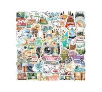 BPTRKOM 50 pezzo adesivi da viaggio- adesivi da viaggio, dimensioni mini, accessori per scrapbooking, adesivi decorativi per adesivi estetici per bottiglia d'acqua, laptop, album di ritagli, diario