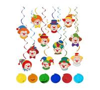 BPTRKOM Ghirlanda a Spirale con Motivo Clown - 12 Pezzi Decorazioni per Carnevale, Feste a Tema Circo e Compleanni - Include Stelle Filanti - Decorazione Murale per Party