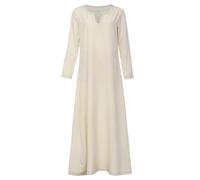 BPURB Abito Medievale per Donne Larp Vichingo Pirata Costume Rinascimentale Manica Lunga Tunica Abito Biblico Contadino, Beige, M