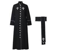 BPURB Adulto Clero Prete Pulpito Tonaca Abito Talare per Donna Romano Anglicano Sacerdote Paramento LiturgicoParamenti Predicatore Casula Costume con Cintura(XX-Large, Nero)