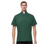 BPURB Camicia Polo Prete da Uomo con Colletto Sacerdote Camicia Clergyman a Maniche Corte per Clero, Verde scuro, 44