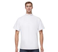 BPURB Camicia Polo Prete da Uomo con Colletto Sacerdote Camicia Clergyman a Maniche Corte per Clero, bianco, 50