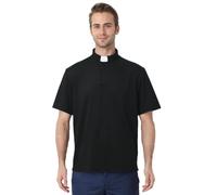 BPURB Camicia Polo Prete da Uomo con Colletto Sacerdote Camicia Clergyman a Maniche Corte per Clero