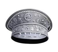 BPURB Cappello da donna Steampunk Spikes Gears Capitano Cappello Burning Man Festival ufficiale militare carnevale festa cappello (58 cm, argento)
