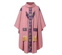 BPURB Casula del sacerdote cattolico Veste per la messa Veste della chiesa Celebrante Padre Messa Veste con Stola, Colore: rosa., Taglia unica
