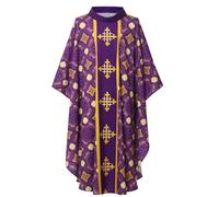 BPURB Clero Sacerdote Vicario Celebrante Battesimo Casula Paramenti Chiesa Padre Cattolico Paramenti di Messa Vestaglia (Viola, M)