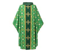 BPURB Clero Sacerdote Vicario Celebrante Battesimo Casula Paramenti Chiesa Padre Cattolico Paramenti di Messa Veste (Verde, XL)
