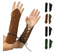 BPURB Confezione da 2 protezioni medievali per braccio, unisex, Taglia unica, Marrone, Polsino Viking