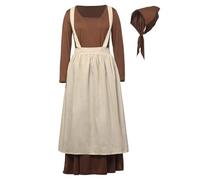 BPURB Costume da donna pioniere coloniale pellegrino vestito guerra civile vittoriano cameriera contadina costume con grembiule