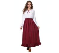 BPURB Costume medievale rinascimentale da donna contadino vittoriano con spalle scoperte camicetta top gonna manica lunga abito vintage