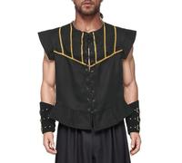 BPURB Gilet pirata vichingo steampunk da uomo Gilet coloniale rinascimentale medievale costume vittoriano, Nero, L