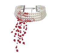 BPURB Gothic Vampiro goccia di sangue imitazione perle collana per donne Halloween cosplay party costume accessorio, Taglia unica, no