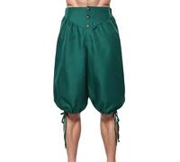 BPURB Pantaloni Uomo da Vichingo medievali rinascimentali Vitello-Lunghezza Larp Pirata Cosplay Costumi Posteriore con Lacci Pantaloncini