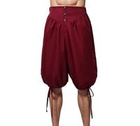 BPURB Pantaloni Uomo da Vichingo medievali rinascimentali Vitello-Lunghezza Larp Pirata Cosplay Costumi Posteriore con Lacci Pantaloncini