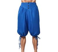 BPURB Pantaloni Uomo da Vichingo medievali rinascimentali Vitello-Lunghezza Larp Pirata Cosplay Costumi Posteriore con Lacci Pantaloncini