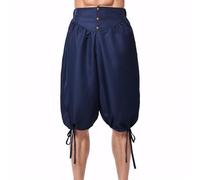 BPURB Pantaloni Uomo da Vichingo medievali rinascimentali Vitello-Lunghezza Larp Pirata Cosplay Costumi Posteriore con Lacci Pantaloncini