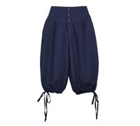 BPURB Pantaloni Uomo da Vichingo medievali rinascimentali Vitello-Lunghezza Larp Pirata Cosplay Costumi Posteriore con Lacci Pantaloncini