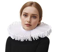 BPURB Renaissance Elisabethan Ruff Collare Collo Volant, Clown, Bianco, Taglia Unica