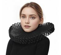BPURB Renaissance Elisabethan Ruff Collare Collo Volant, Clown, Nero, Taglia Unica