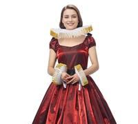 BPURB Renaissance Tudor Queen Elisabethan Dickens Collare Collare e Polso Volant Polso Set Clown Choker Collare Collare