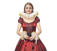 BPURB Renaissance Tudor Queen Elisabethan Dickens Collare Collare e Polso Volant Polso Set Clown Choker Collare Collare