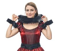 BPURB Renaissance Tudor Queen Elisabethan Dickens Collare Collare e Polso Volant Polso Set Clown Choker Collare Collare