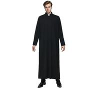 BPURB Sacerdote Soutane Toga con colletto a tab per uomo clero clero pulpito vestment parroco predicatore Chiesa Robe, Nero , XL