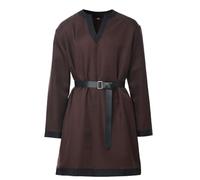 BPURB Uomo medievale Cavaliere Tunica Guerriero Vichingo Camicie a maniche lunghe con cintura Pirati LARP Cosplay Costume, marrone, XL
