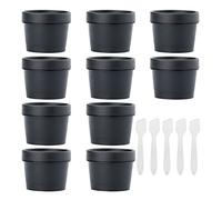BPZXL 10 Pezzi 100 g Nero Plastica Crema Barattoli Vasetto, 100ml Barattolo Cosmetici per Stoccaggio di Viaggi Maschera Crema Campione
