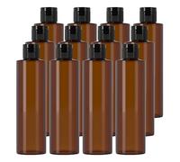 BPZXL 12 Pezzi 250 ml Marrone plastica vuota ricaricabili da viaggio bottiglie vuote con Tappo Flip Top Nero per shampoo, creme lozioni, balsamo