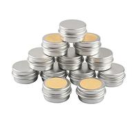 BPZXL 12 Pezzi Rotonda Contenitore in Alluminio da 5ml Argento con Tappo a Vite Vaso Barattolo Cosmetico Contenitori per Balsamo DIY Labbra Cosmetici Candele