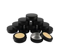 BPZXL 12 Pezzi Rotonda Contenitore in Alluminio da 60ml Nero opaco con Tappo a Vite Vaso Barattolo Cosmetico Contenitori per Balsamo DIY Labbra Cosmetici Candele